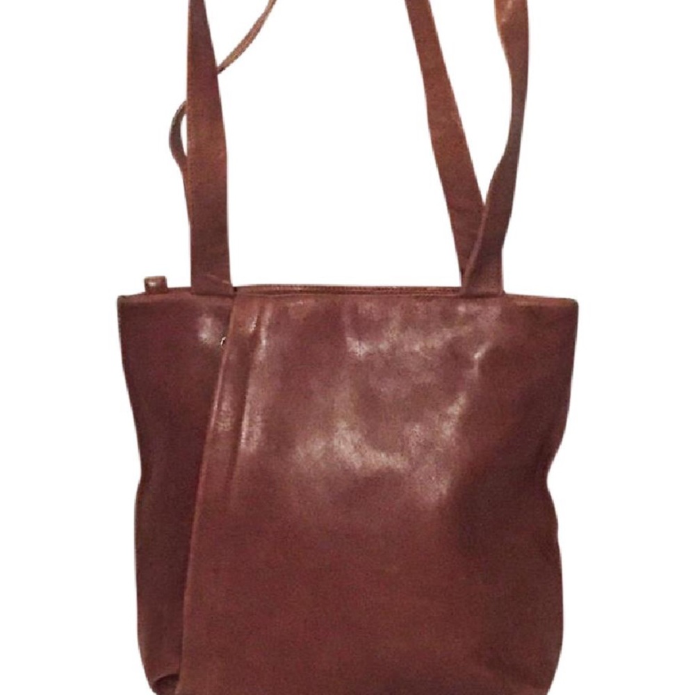 vintage brown leather tano modernist shoulder bag